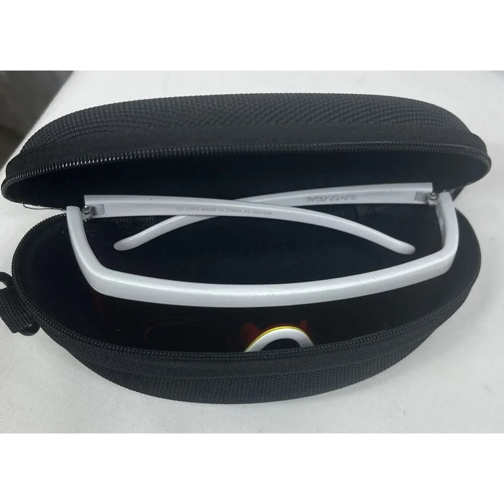 Tipsy Elves Performance Eye Wear Miami Ice Sunglasses White Orange with Case NEW